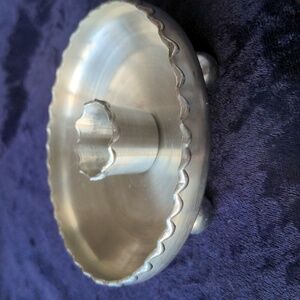 Vintage signed pewter candle holder, handmade, Mid-Century Modern